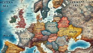 KI-generierte Karte Europas, die einige Länder falsch betitelt