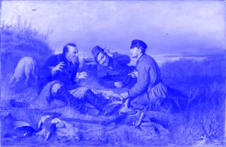 Vasilij G. Perov. Jäger auf der Rast, 1871.