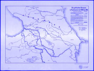 The Caucasus’s political borders from 1856 to 1918. Processed in the Cartographic Department of the Kgl. Preuß. Landesaufnahme [Royal Prussian Land Survey]. July 1918. Geograph. Apparat Univ. Greifswald B2205.