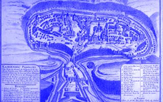 Karte von Stadt und Burg Kamieniec Podolski von 1691