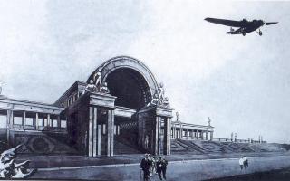 Das Projekt des Sozialistischen Stadtstadions Uralmasch. 1930er Jahre. Arch. P.V. Oranskij.